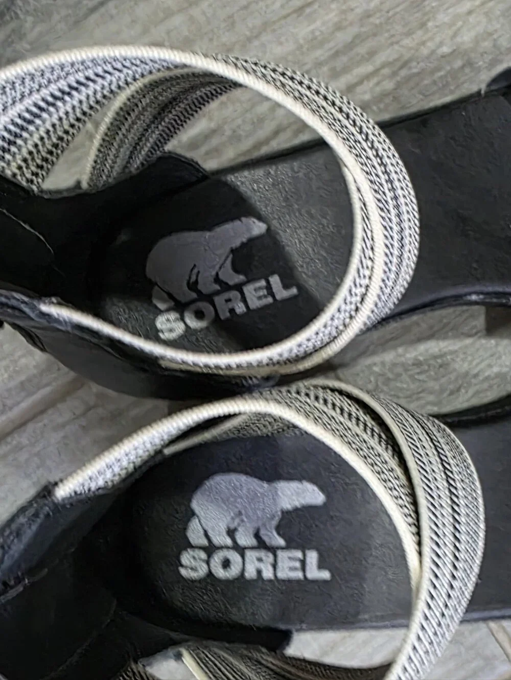 SOREL Women’s Size 10 Black & Ivory/white Wedge Sandals Platform Strappy